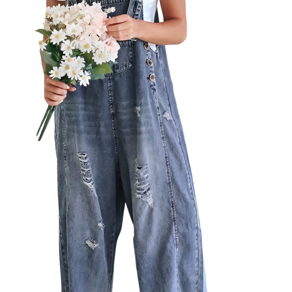 Casual Blue Denim Overalls for Women